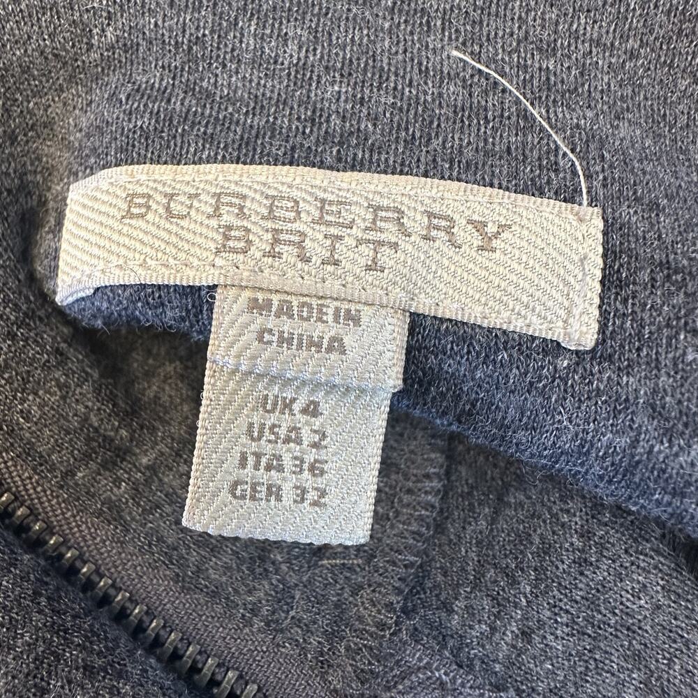 Burberry Brit Dress Womens Small Sz 2 Wool High Neck Novacheck Pockets - Picture 4 of 16